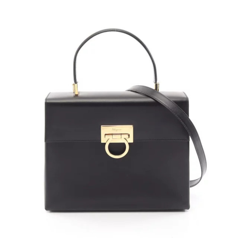 Salvatore Ferragamo Gancini handbag leather black
